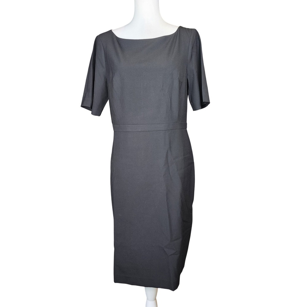 Ann Taylor Sheath Dress Womens 6 Black Short Sleeve Stretch Classic Office NEW